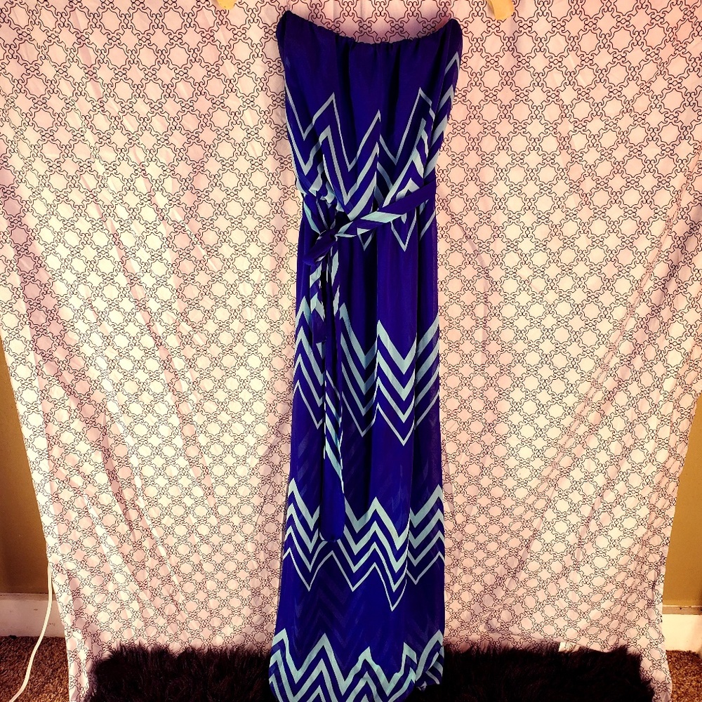 Audition blue  strapless maxi dress